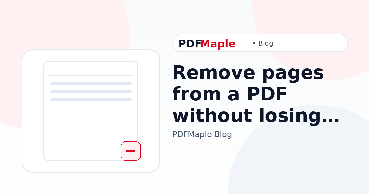 Remove pages from a PDF without losing quality